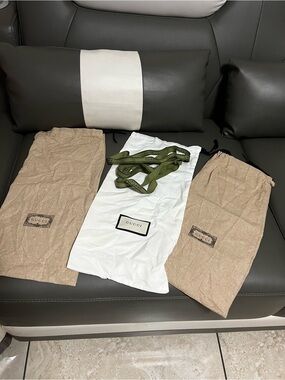 Gucci Dust Bags & Straps Set - White, Tan, Olive Green
